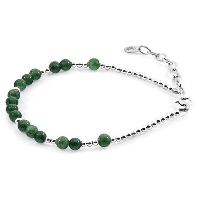 Armband aus Sienna-Silber und Stein mit grünem Achat