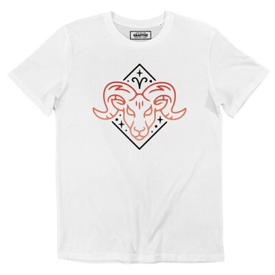 Widder – Weißes T-Shirt mit Gesichtsaufdruck – Sternzeichen