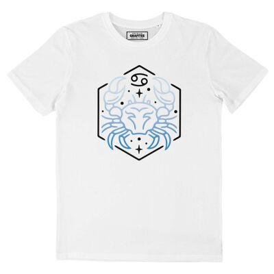 Krebs – Weißes T-Shirt mit Gesichtsaufdruck – Sternzeichen