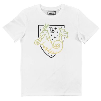 Steinbock – Weißes T-Shirt mit Gesichtsaufdruck – Sternzeichen