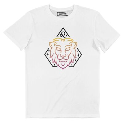 Löwe – Weißes T-Shirt mit Gesichtsaufdruck – Sternzeichen