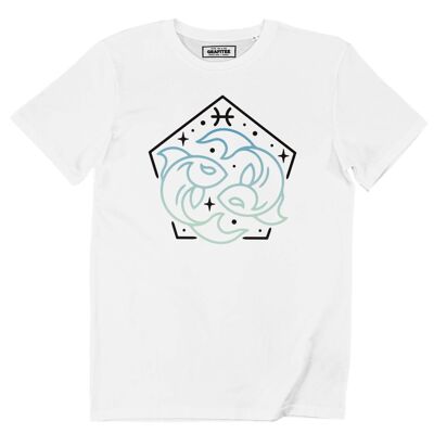 Poissons - T-Shirt blanc print face - Signe Astrologique