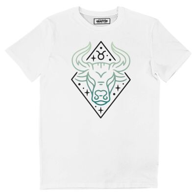 Stier – Weißes T-Shirt mit Gesichtsaufdruck – Sternzeichen