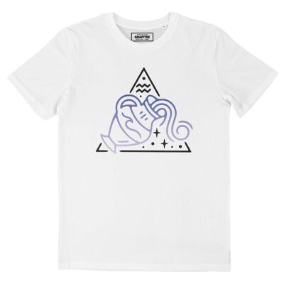 Wassermann – Weißes T-Shirt mit Gesichtsaufdruck – Sternzeichen