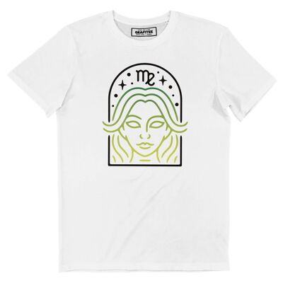 Jungfrau – Weißes T-Shirt mit Frontaufdruck – Sternzeichen