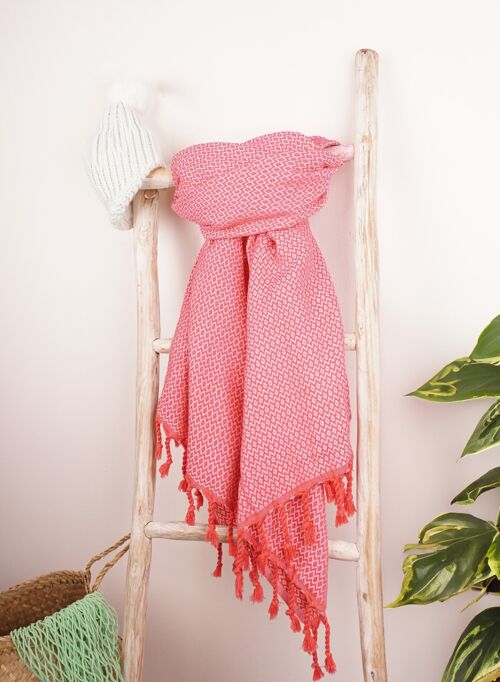 SAMOS Scarf / Beach Towel / Spa & Sauna Towel / Turkish Hammam Towel Fuchsia - Pink