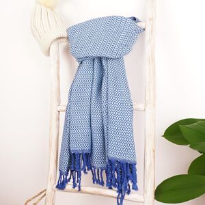 Écharpe SAMOS / Serviette de plage / Serviette spa et sauna / Serviette de hammam turque Bleu - Bleu clair