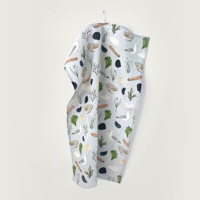 Tea towel "Sea" | 100% linen | tea towel | Gift idea | Home textiles | Illustration | Pattern || HEART & PAPER