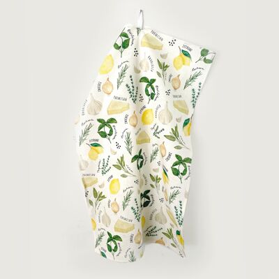Tea towel "AROMA" | 100% linen | tea towel | Gift idea | Home textiles | Illustration | Pattern || HEART & PAPER
