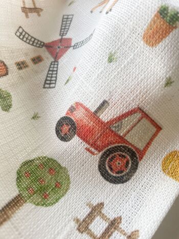 Serviette en tissu en lin "Ferme" | serviette | Lin | Enfants | Idée cadeau || COEUR et PAPIER 4