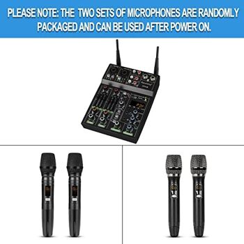 UF4-M Studio Audio Sound Mixer Board - Console de mixage DJ numérique portable professionnelle compatible Bluetooth 4 canaux avec microphone sans fil - Tables de mixage pour l'enregistrement en studio 3