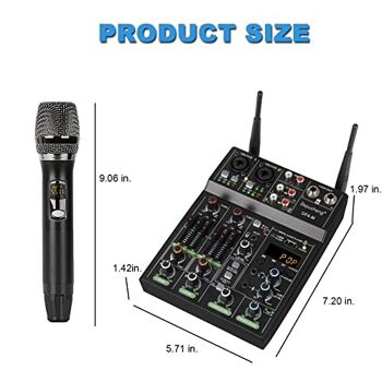 UF4-M Studio Audio Sound Mixer Board - Console de mixage DJ numérique portable professionnelle compatible Bluetooth 4 canaux avec microphone sans fil - Tables de mixage pour l'enregistrement en studio 5