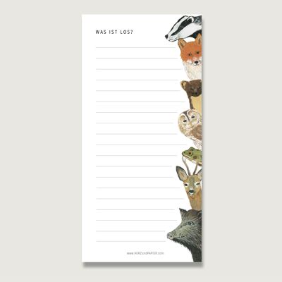 Notepad | Animals | Forest animals | 50 sheets | Din Lang | Block | List | Watercolor illustration | To do || HEART & PAPER