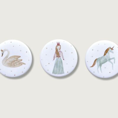 Magnets set of 3 "Princess" | Magnet for children | Girl | Princess | Swan | Unicorn | Children's room decoration | Gift || HEART & PAPER