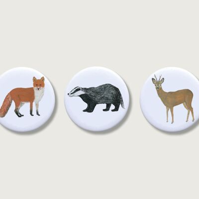 Set da 3 magneti "Animali della foresta" | Magnete per bambini | Animali | foresta | Ragazza | Pulsante | ragazzi | ragazzi | Ragazzo || CUORE E CARTA