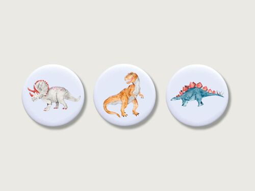 Magnete 3er Set "Dinosaurier" | Magnet für Kinder | Dinos | Tyrannosaurus | Button | Buben | Jungs | Junge || HERZ & PAPIER