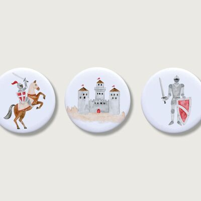 Magnets set of 3 "Knight" | Magnet for children | Knight's Castle | Rider| Button | boys | boys | Boy || HEART & PAPER