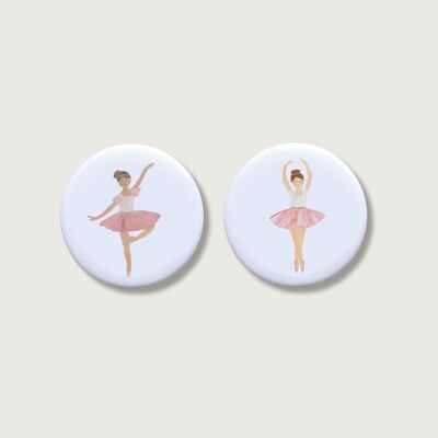 Lot de 2 aimants "Ballerines" | Aimant pour enfants | Fille | Ballerines | Ballet | Cadeau | réfrigérateur | Moineau || COEUR & PAPIER