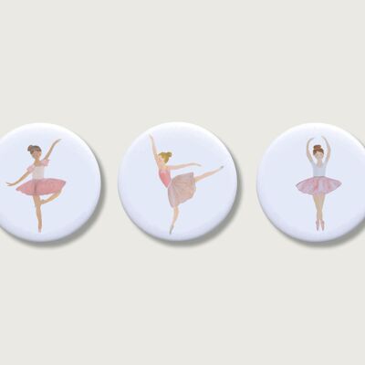 Set di 3 magneti "Ballerinas" | Magnete per bambini | Ragazza | Ballerine | Balletto | Regalo | frigorifero | Passero || CUORE E CARTA