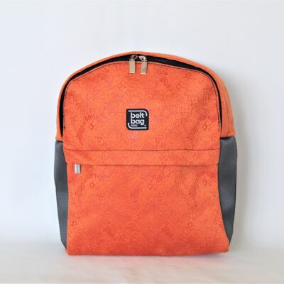 MOCHILA “FRANCA” NARANJA ESTAMPADO FLORAL