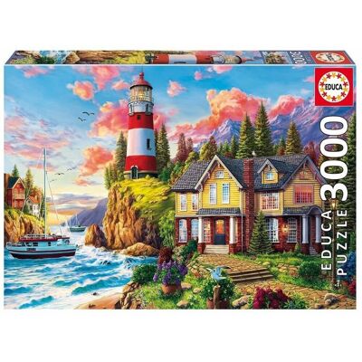 Puzzle Educa 3000 piezas Faro villa océano