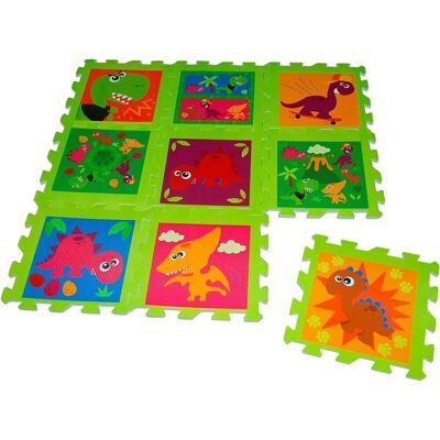 Alfombra Puzzle eva 9 piezas Dinos en bolsa 1x1 mts