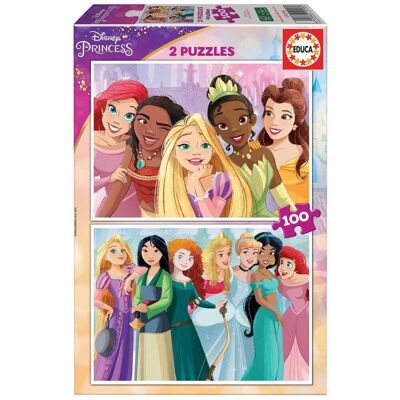 Princesas Disney Puzzle doble 2x100 piezas