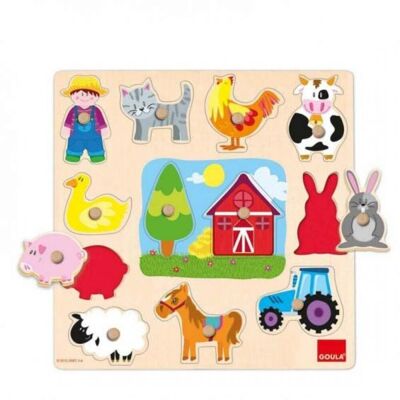 Puzzle encajes Granja madera Goula