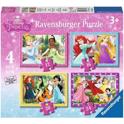 Princesas Disney Puzzle 4x1 de 12-16-20-24 piezas