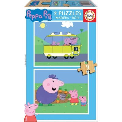Peppa Pig Puzzle madera doble 2x9 piezas