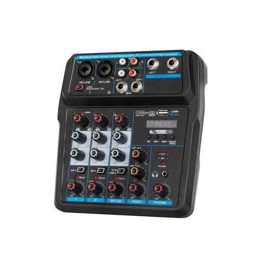 U4 Audio Mixer 4-CHANNEL USB Audio Interface Audio Mixer, DJ Sound Controller Interface with USB,Soundcard for PC Recording,USB Audio Interface Audio Mixer,w/Dynamic Mic, for Live Streaming