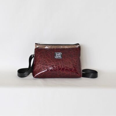 BOLSO DE HOMBRO W-MINI “VANDINA” LACADO MARRÓN ROJO