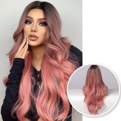 Roze Pruik - Pruiken Dames Lang Haar - Wig -  70 cm