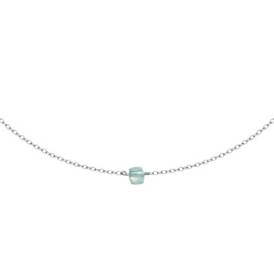 Choker chain necklace with a natural stone IMPRESSION Silver & Aquamarine