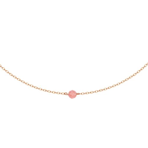 Collier chaîne ras de cou avec une pierre naturelle IMPRESSION Doré & Opale Rose