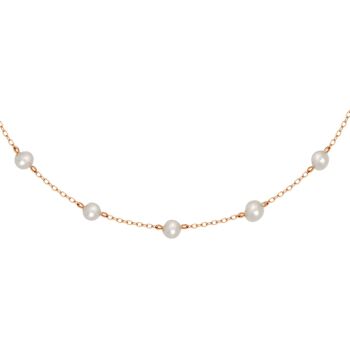 Collier chaîne ras de cou avec 5 perles IMPRESSION Doré & Perles de culture 1