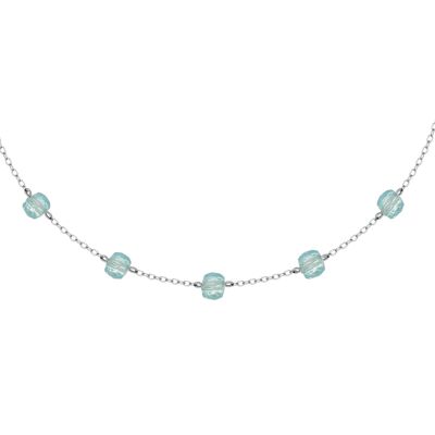 Choker chain necklace with 5 natural stones IMPRESSION Silver & Aquamarine