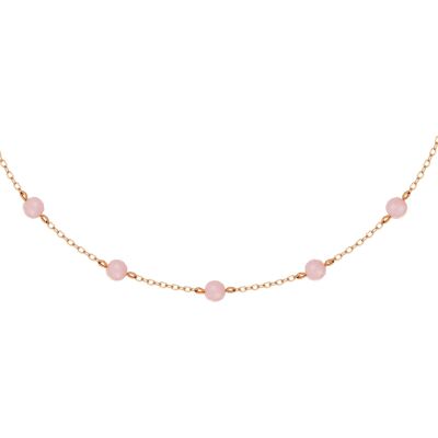 Choker chain necklace with 5 natural stones PRINT Gold & Pink Opal