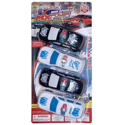 Set 4 Coches Policía Fricción 11 cm