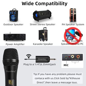 Système de microphone sans fil W1 UHF, microphone à main dynamique, utilisé pour le karaoké et les réunions de famille via des mélangeurs, des systèmes de sonorisation 4