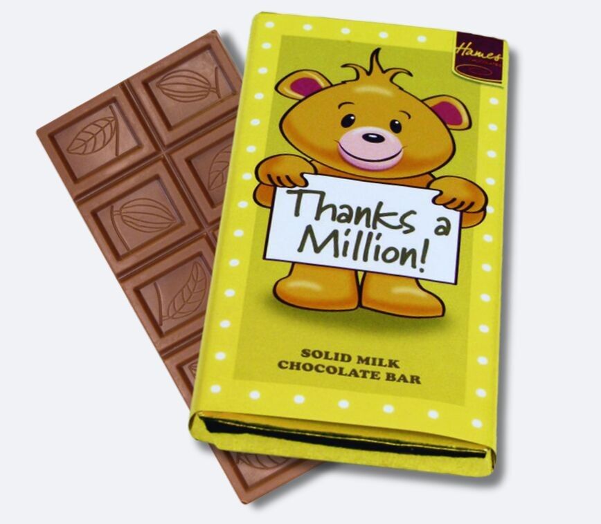 Gracias, un millón de barras de sentimiento de chocolate con leche