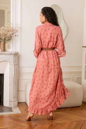 Robe chemise tunique à volants et imprimé bohème avec poches invisibles 2