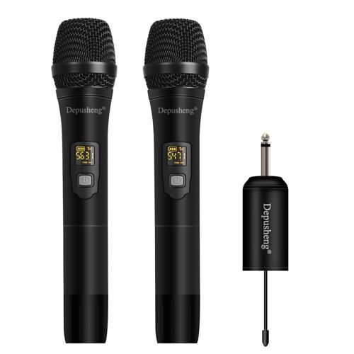 TWO MICROPHONES W2 UHF Wireless Microphone System Dynamic Handheld Microphone, Used for Karaoke and Family Reunions through Mixers, PA Systems