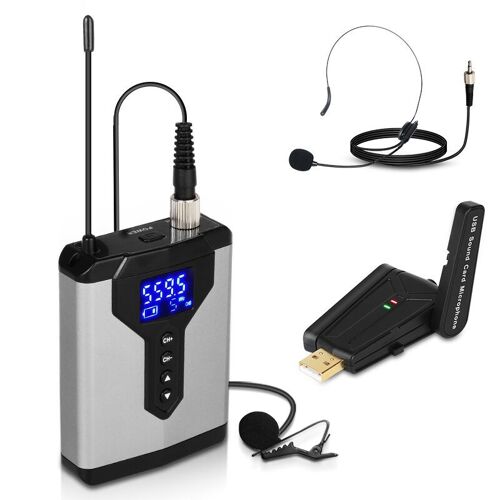 ONE Wireless Lavalier Microphone System Lapel Microphone with Rechargeable Body Pack and Receiver Wireless Microphone for Mobile Phone and SLR Camera