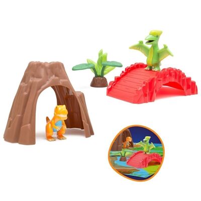 Set 2 Dinosaurios con play set. Caja 32x15x25