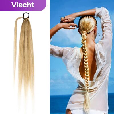 Ponytail Hair Extensions - Braided Ponytail Synthetic - Long Natural looking Braid - Blonde - 80 cm