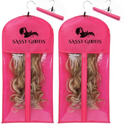 Bolsa de almacenamiento para pelucas con colgador de 2 piezas: ideal para colgar y guardar ordenadamente sus pelucas