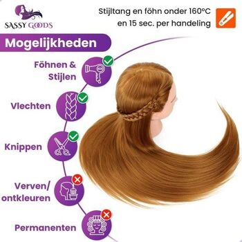 Tête de coiffure pratique avec trépied et accessoires de coiffure – Convient pour le coiffage, la coupe et le tressage. 5