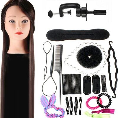 Chestnut brown Practice Head Hairdressing Head - Suitable for styling, cutting and braiding
