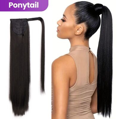 Ponytail Extensions - Ponytail - Black Straight Hair - 65 cm